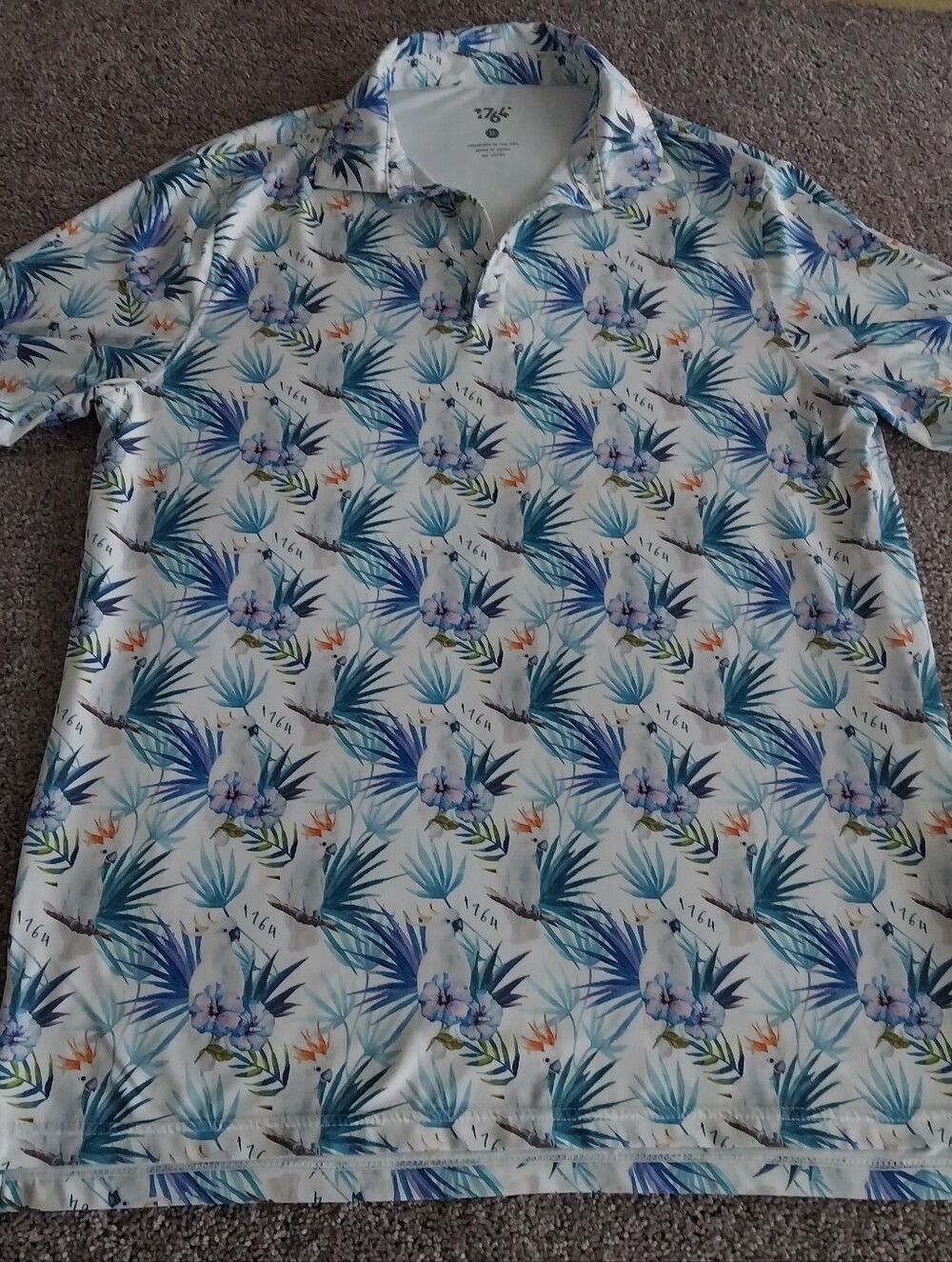 Mens 1764 Signature Tropical Print Golf Polo Shirt